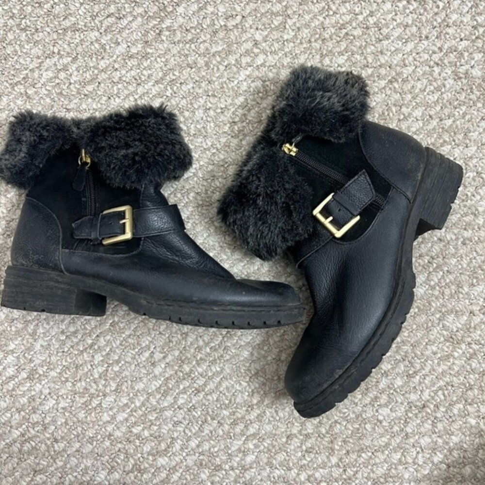 B.O.C. Salas Faux Fur Lined Winter Ankle Booties black size 8.5